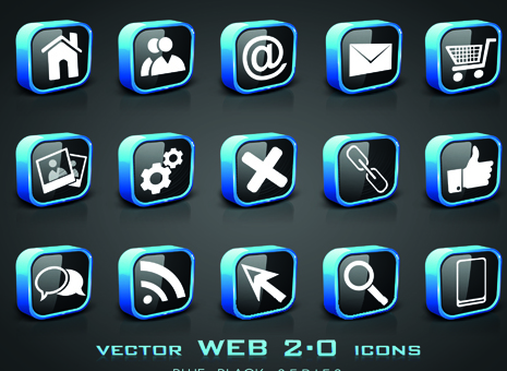 Set of Different web 2.0 icons vector web 2.0 icons icon different   