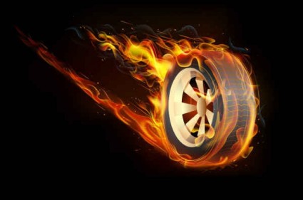Tires with flame background vector tires flame background   