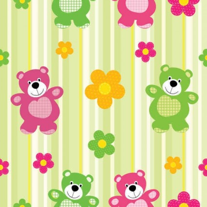 cartoon flower with bear pattern vector pattern cartoon bear background   
