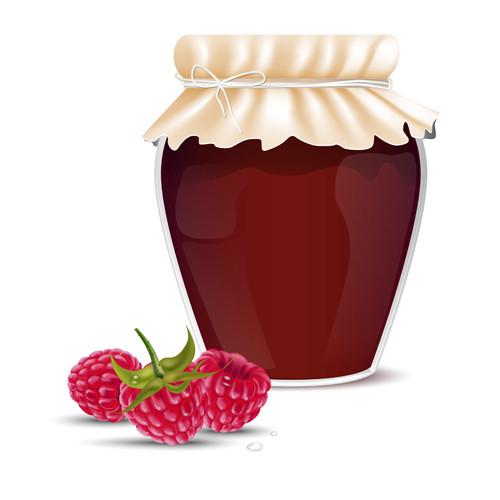 Fresh jam with Jar and fruits vector 07 with jar jam fruits fresh   