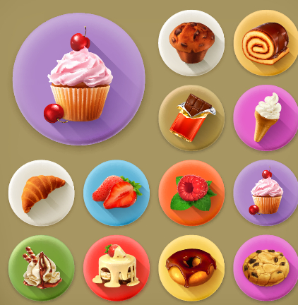 Various dessert and food flat icons vector 01 Various icons icon food dessert   