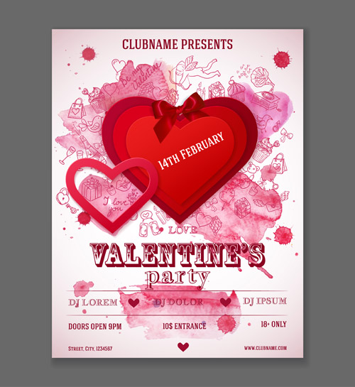 Valentine heart poster 02 vector Valentine poster heart   