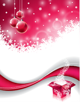 Pink red christmas baubles with background vector 01 red pink christmas baubles background vector background   