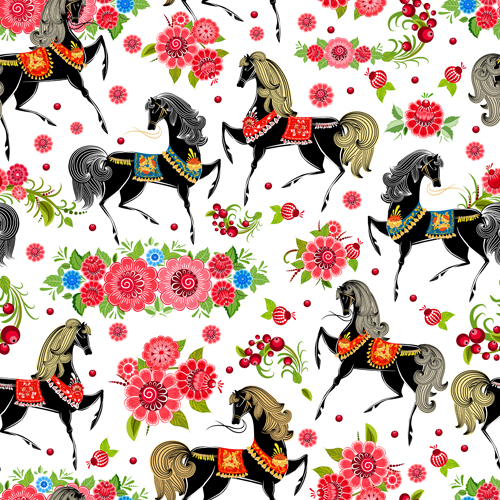 2014 Horses Seamless Patterns vector 01 seamless patterns pattern horses 2014   