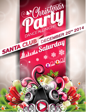 Santa club christmas music party poster vector 03 santa poster party music christmas   