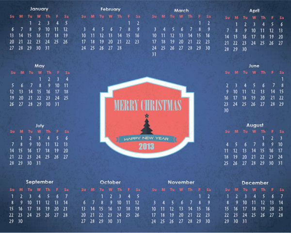 Vector of 2013 Year Calendar design elememnts 01 calendar 2013 year 2013   