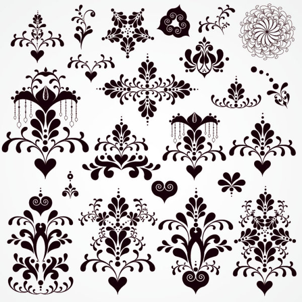 Black Seamless lace and ornaments vector 02 seamless ornaments ornament lace black   