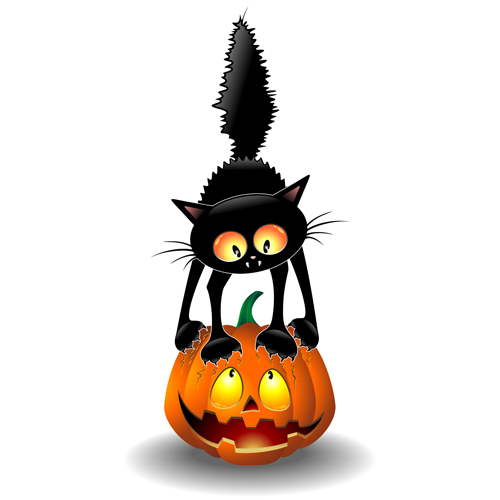 Halloween Spooky Pumpkins and cat vector 03 Spook pumpkin halloween   