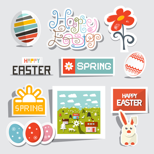 Creative easter stickers vector material stickers material easter creative   