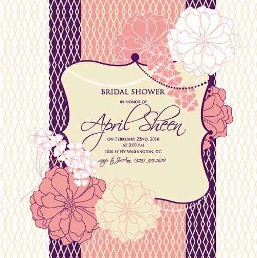 Floral romantic wedding card vectors 04 wedding romantic floral card   