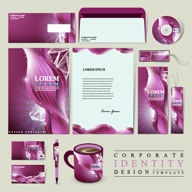 Purple corporate identity kit vector kit identity corporate   