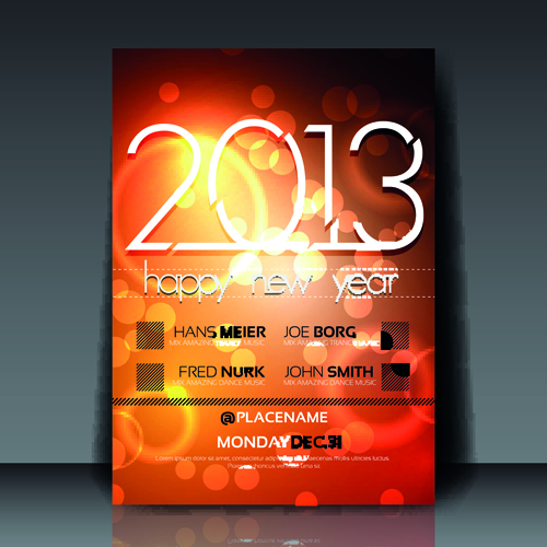 2013 Happy New Year Flyer cover vector set 04 new year happy flyer cover 2013   