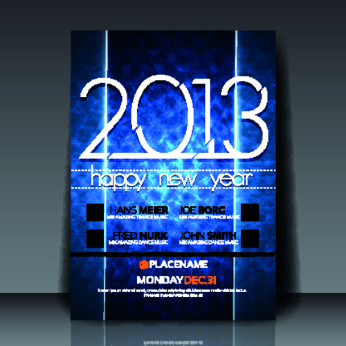 2013 Happy New Year Flyer cover vector set 05 new year happy flyer cover 2013   