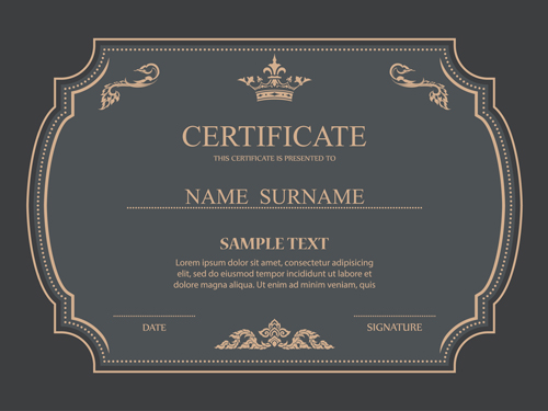 Certificates ornate design vector template 01 template ornate certificates certificate   