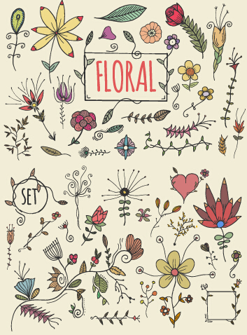 Hand drawn cute florals vector hand-draw hand drawn hand florals floral cute   