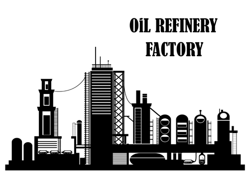 Oil refinery factory silhouetters vector silhouetters refinery oil factory   