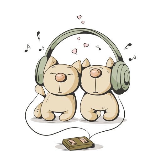 Funny cats with music vector design music funny design cats   