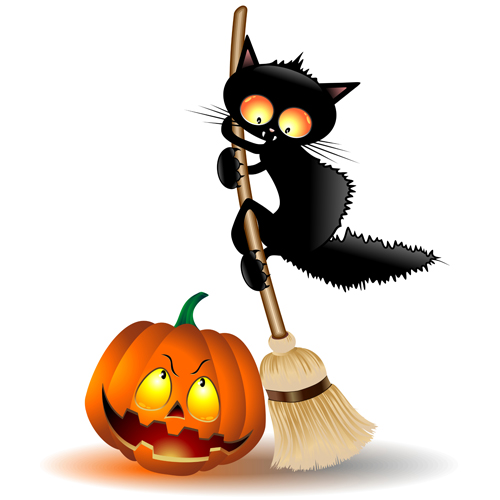 Halloween Spooky Pumpkins and cat vector 01 Spook pumpkin halloween cat   