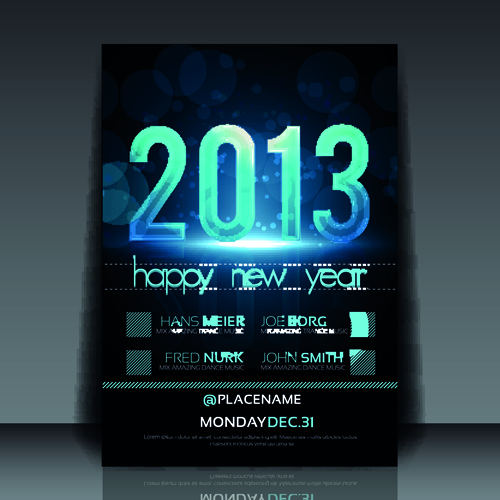 2013 Happy New Year Flyer cover vector set 01 new year happy flyer cover 2013   