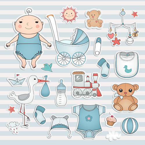 Baby elements sticker vector material 01 sticker elements baby   