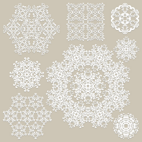 White lace ornaments snowflake vectors snowflake ornaments lace   
