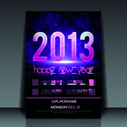 2013 Happy New Year Flyer cover vector set 03 new year happy flyer cover 2013   