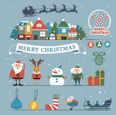 Cartoon style christmas with new year background 02 new year christmas cartoon background   