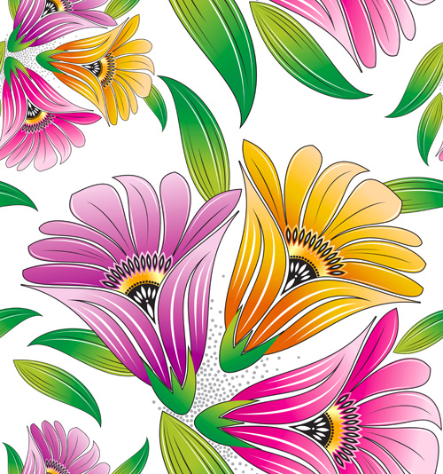 Vector set of Spring flowers pattern 03 spring pattern flowers flower   