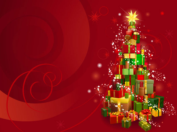 2013 Christmas background with Gift Box design vector 02 gift christmas box 2013   
