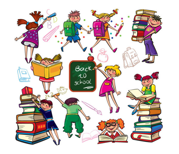 Set of Children in school design vector 03 school children   