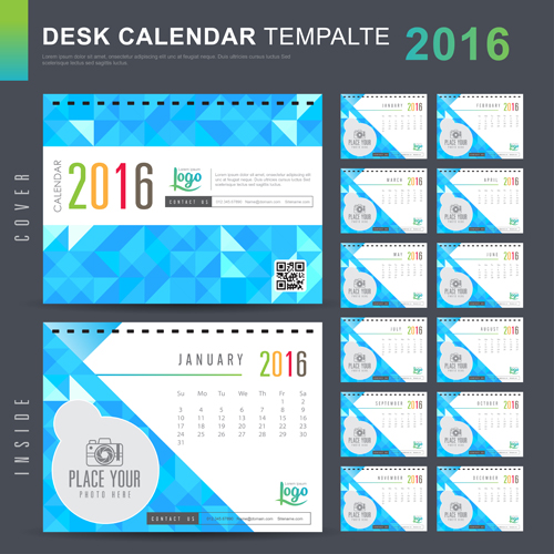 2016 New year desk calendar vector material 98 year new material desk calendar 2016   