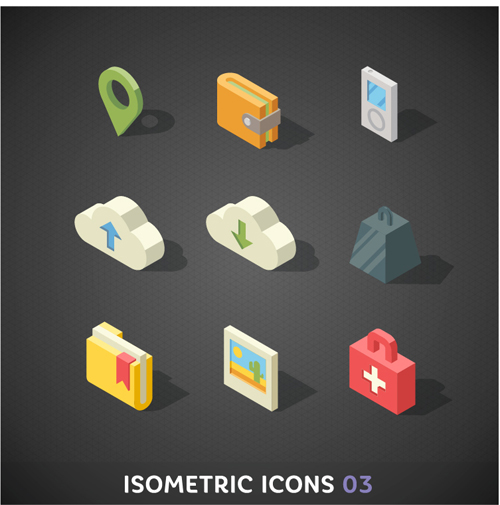 Isometric icons flat vector design 05 isometric icons   