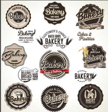 Bakery label retro style vector 01 Retro style Retro font label bakery   