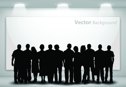 Gallery background and people silhouettes vector set 05 silhouette people silhouettes people gallery   