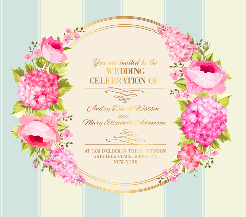 Floral marriage invitation cards vintage vectors 04 vintage marriage invitation floral cards   