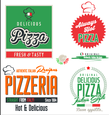 Exquisite pizza logos design vector material 02 pizza material logos logo exquisite   