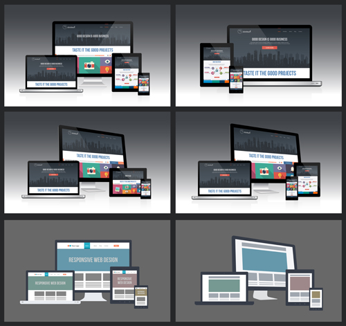Realistic devices responsive design template vector 18 template responsive realistic devices   
