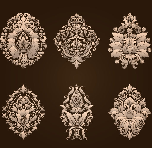 Ornamental floral damask elements vector material 02 vector material ornamental ornament floral elements element damask   