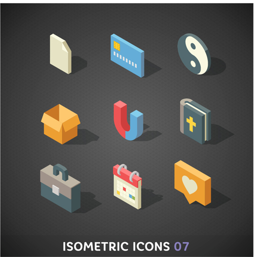 Isometric icons flat vector design 03 isometric icons   