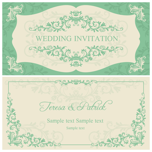 Elegant floral decorative wedding invitation vector cards 05 wedding invitation floral elegant decorative   