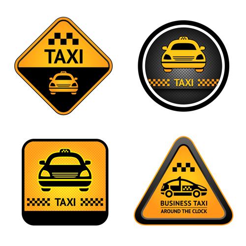 Set of Taxi labels vector 03 taxi labels label   