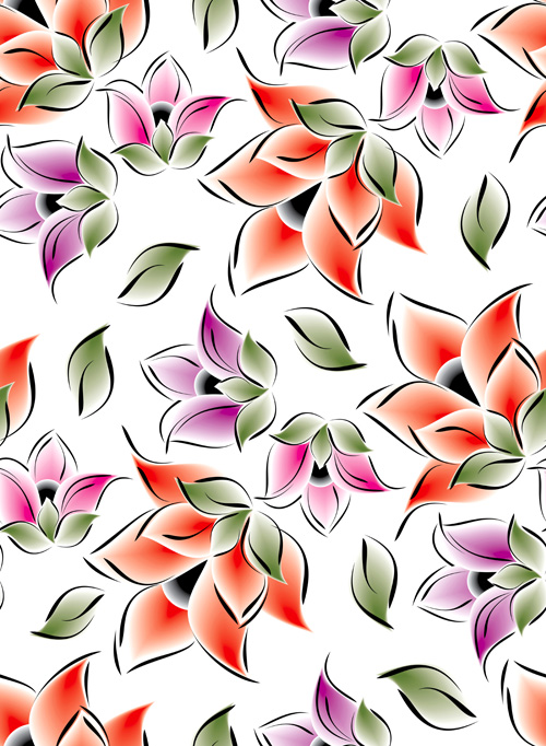 Vector set of Spring flowers pattern 04 spring pattern flowers flower   