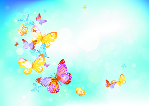 Summer blue sky backgrounds vector 02 summer sky butterflies backgrounds background   