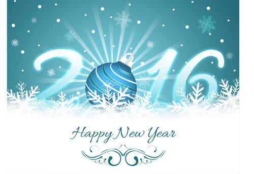 2016 new year with christmas ball and snowflake background vector year snowflake new christmas ball background 2016   