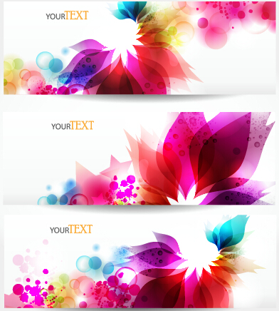 Beautiful multicolor floral vector banners multicolor floral beautiful banners banner   