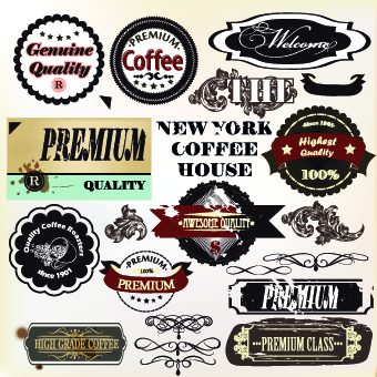Coffee labels with ornaments vector 04 ornaments ornament labels label coffee   