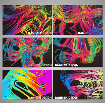 Colorful line business card vector set 02 colorful card vector business card business   