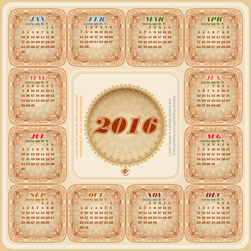 Circular Calendar 2016 vintage vector 03 vintage circular calendar   