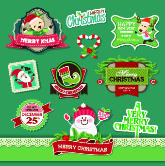 Creative Merry Christmas labels vector merry christmas merry creative christmas   