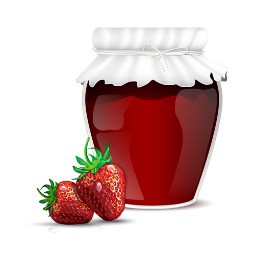 Fresh jam with Jar and fruits vector 06 with jar jam fruits fresh   